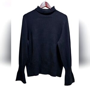 French Connection Turtleneck Sweater Black Flattered Sleeve soft acrylic size XL